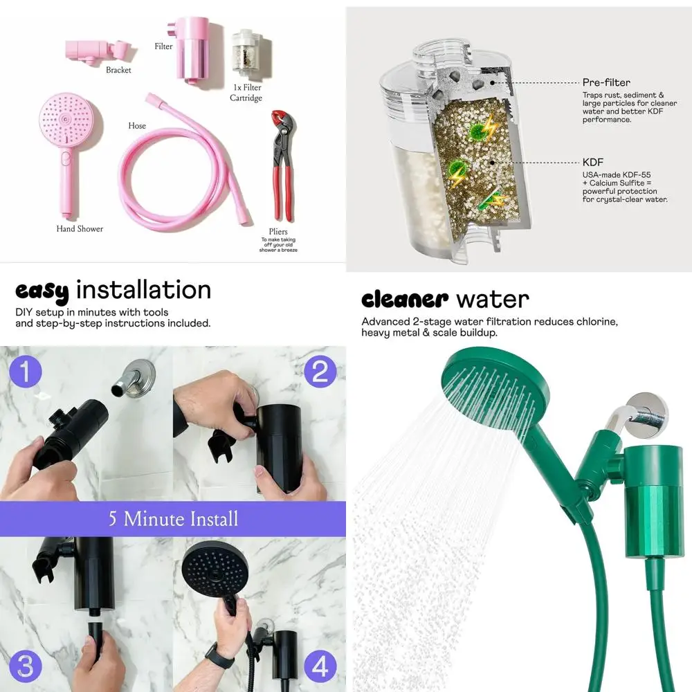 Высокоэффективный набор фильтров для душа с шлангом 70 см и 3 режимами распыления для более чистых волос и кожи
Высокоэффективный набор фильтров для душа с шлангом 70 см и 3 режимами распыления для более чистых волос и кожи