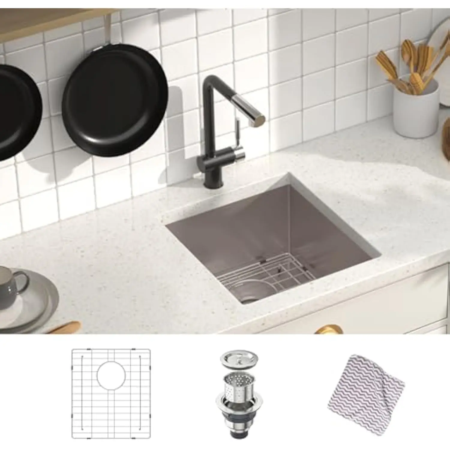 Bar Sink, 17 x 19 inch Undermount Kitchen Sink, 16 Gauge Stainless Steel Sink, Handmade for Kitchen Sink, Bar Sink, or Outdoor
Bar Sink, 17 x 19 inch Undermount Kitchen Sink, 16 Gauge Stainless Steel Sink, Handmade for Kitchen Sink, Bar Sink, or Outdoor
