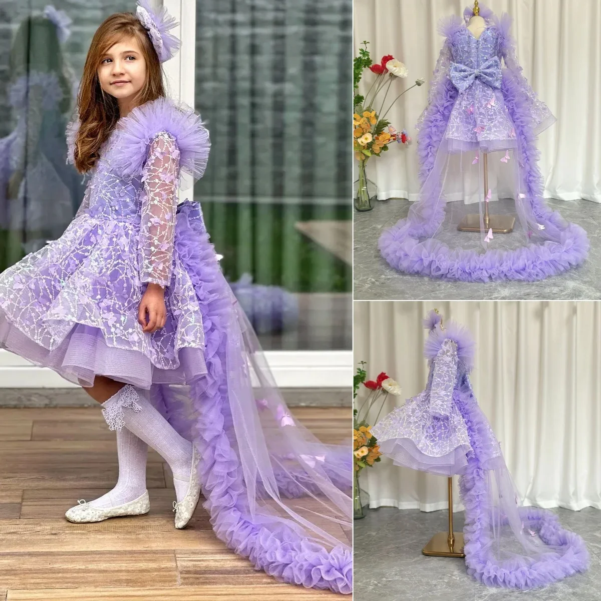 Shining Flower Girl Dresses for Wedding Butterfly Sequins High-Low Length Puffy Girl Kids Birthday Party First Communion Gowns
Shining Flower Girl Dresses for Wedding Butterfly Sequins High-Low Length Puffy Girl Kids Birthday Party First Communion Gowns