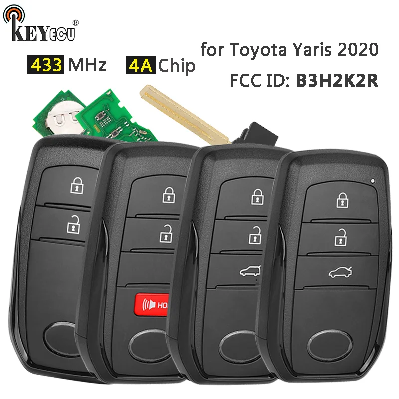KEYECU 433.58/434.42MHz 4A NCF29A1M HITAG AES Chip FCC ID: B3H2K2R Keyless Smart Remote Key Fob for Toyota Yaris 2020+
KEYECU 433.58/434.42MHz 4A NCF29A1M HITAG AES Chip FCC ID: B3H2K2R Keyless Smart Remote Key Fob for Toyota Yaris 2020+