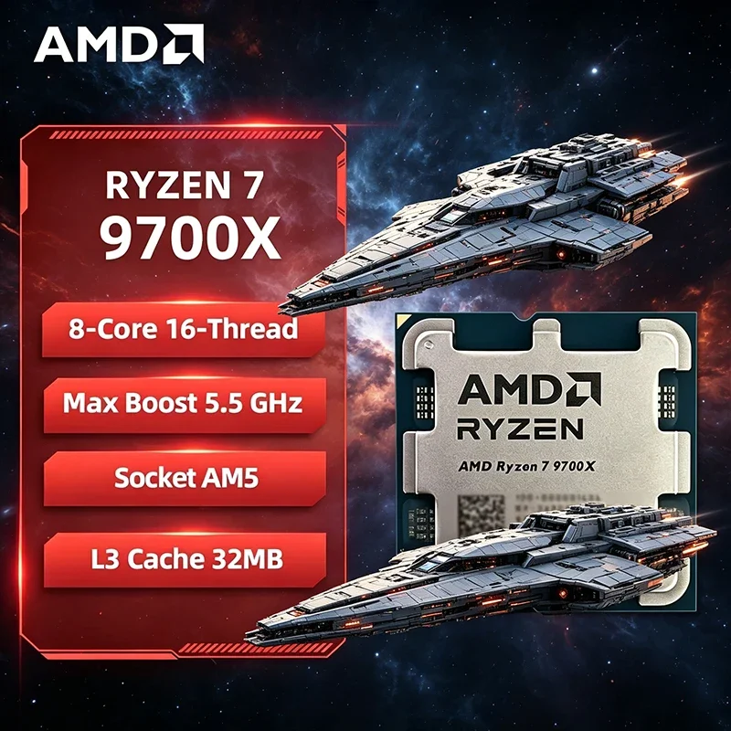 AMD Ryzen 7 9700X AMD R7 9700X CPU 8-Core 16-Thread 5.5GHz Unlocked Desktop Processor Socket AM5 Gaming CPU Loose Pieces
AMD Ryzen 7 9700X AMD R7 9700X CPU 8-Core 16-Thread 5.5GHz Unlocked Desktop Processor Socket AM5 Gaming CPU Loose Pieces