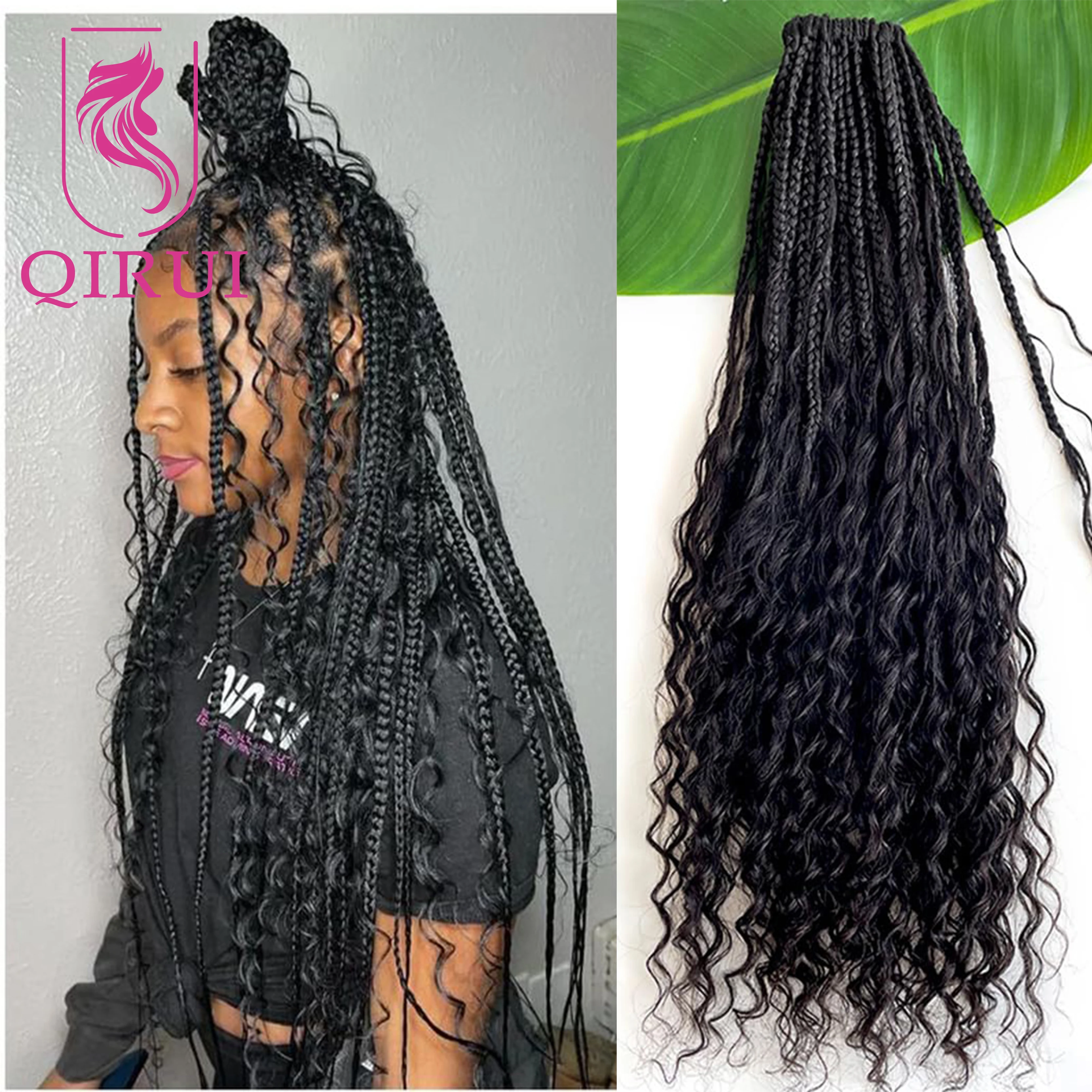 30Inch Crochet Boho Box Braids With Human Hair Curly Pre-looped Boho Box Braids Crochet Human Hair With Curly Ends For Women
30Inch Crochet Boho Box Braids With Human Hair Curly Pre-looped Boho Box Braids Crochet Human Hair With Curly Ends For Women