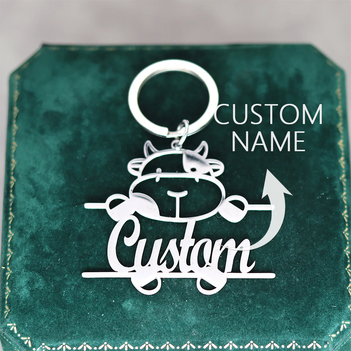 Custom Personalized Cow Keychain Custom Name Tag Keychain Engraved Stainless Steel Letter Key Chain Ring Gift for Women
Custom Personalized Cow Keychain Custom Name Tag Keychain Engraved Stainless Steel Letter Key Chain Ring Gift for Women