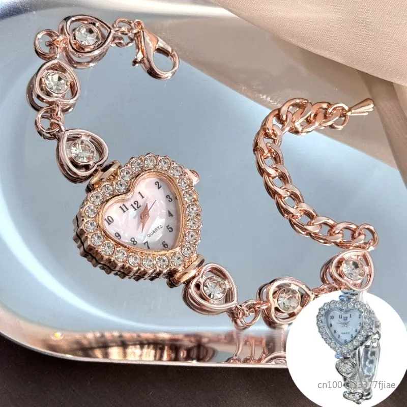 Women's Heart Rhinestone Watch with Sparkling Dial & Golden-Tone Alloy Band - Compact Quartz Wristwatch for Everyday Elegance 
Women's Heart Rhinestone Watch with Sparkling Dial & Golden-Tone Alloy Band - Compact Quartz Wristwatch for Everyday Elegance