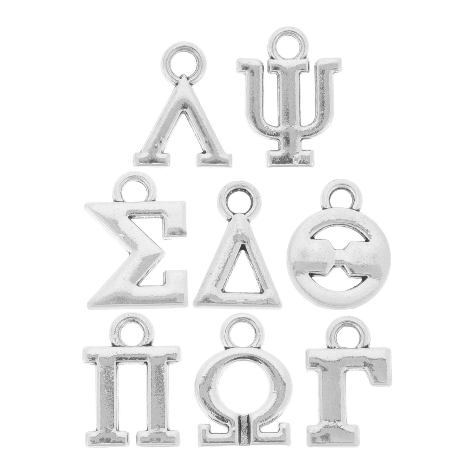 8 Pcs Greek Letter Jewelry Making Charms Zinc Alloy Silver DIY Craft Pendants Bracelets Keychains Alphabet Accessories
8 Pcs Greek Letter Jewelry Making Charms Zinc Alloy Silver DIY Craft Pendants Bracelets Keychains Alphabet Accessories