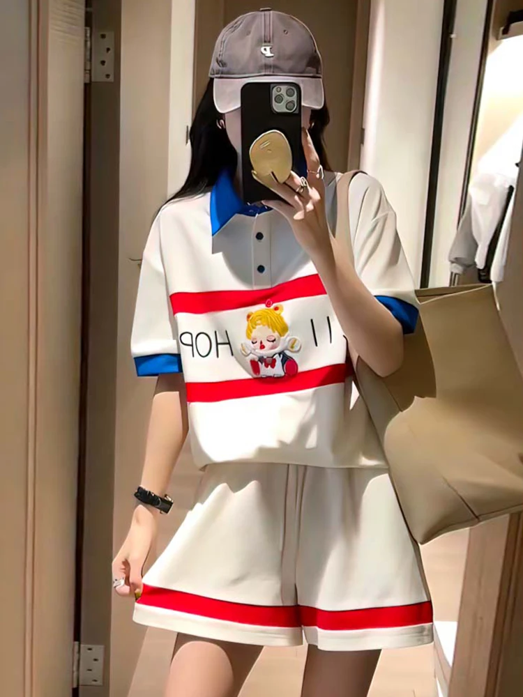Two Piece Outfit Set for Women Casual Polo Collar T Shirts Short Sleeve Tops Elastic Waist Shorts Loose Tracksuit
Two Piece Outfit Set for Women Casual Polo Collar T Shirts Short Sleeve Tops Elastic Waist Shorts Loose Tracksuit