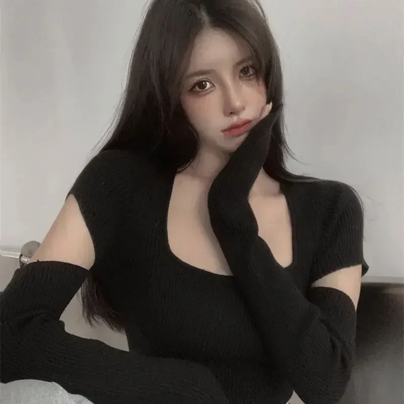 Skinny Pullovers Square Neckline Removable Sleeve Knitting Sweater Korean Fashion Harajuku Jumper Hollow Out Y2k Tops
Skinny Pullovers Square Neckline Removable Sleeve Knitting Sweater Korean Fashion Harajuku Jumper Hollow Out Y2k Tops