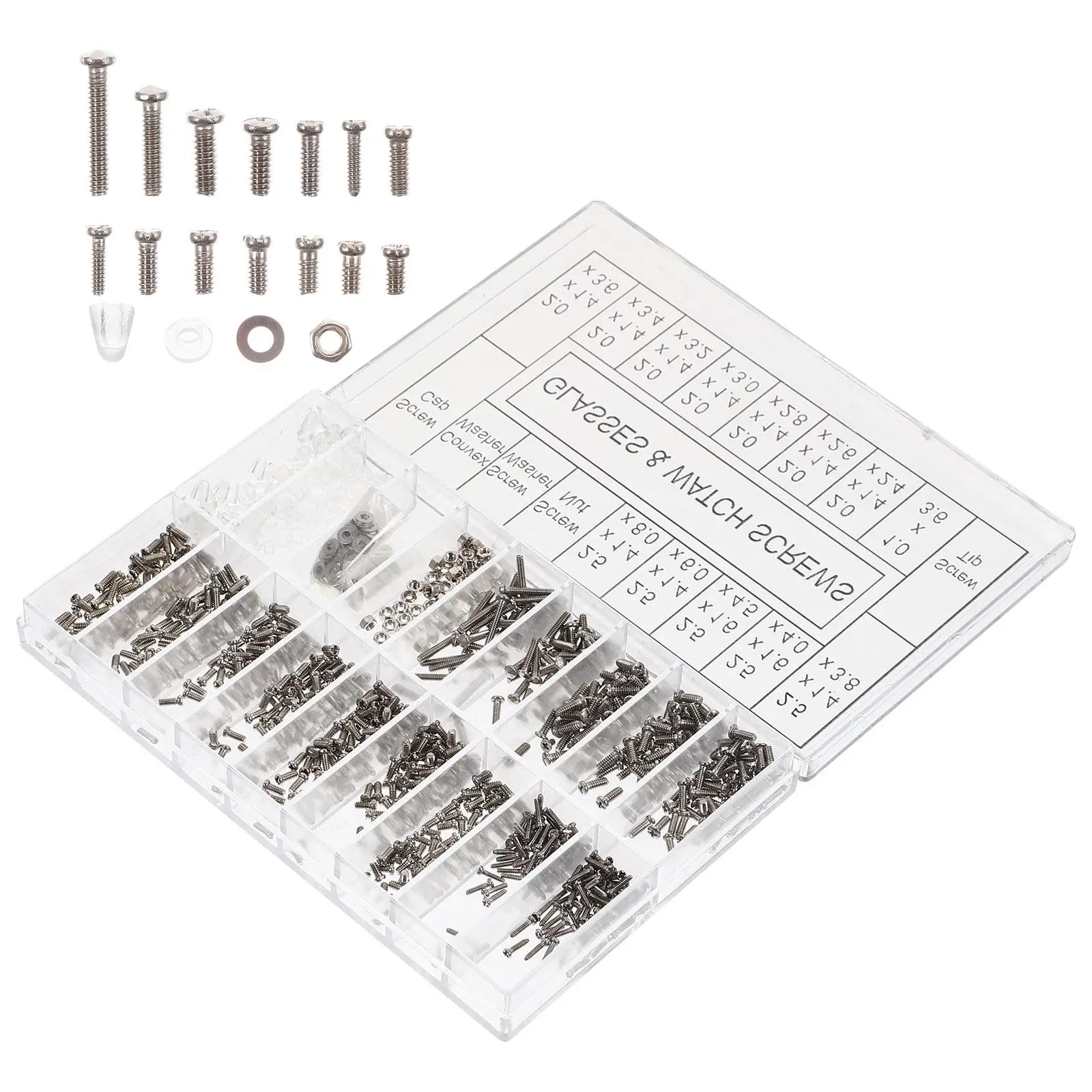Nose Bracket Clock Screw Set Eyeglass Repair Kit Metal Sunglasses Screws Replacement Parts for Business Trip Home Office Glasses
Nose Bracket Clock Screw Set Eyeglass Repair Kit Metal Sunglasses Screws Replacement Parts for Business Trip Home Office Glasses