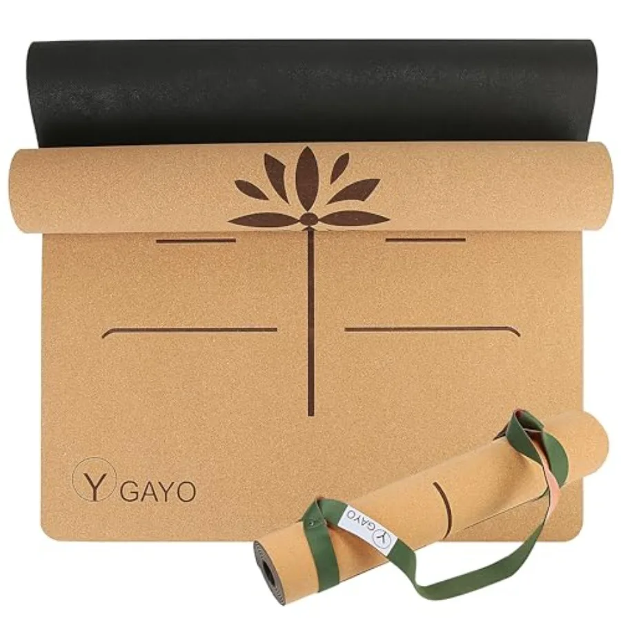 Yoga Mat with Natural Tree Rubber Base 5mm Thick for Extra Support and Alignment Lines Non-Slip Sustainable Cork Surface in Ear
Yoga Mat with Natural Tree Rubber Base 5mm Thick for Extra Support and Alignment Lines Non-Slip Sustainable Cork Surface in Ear