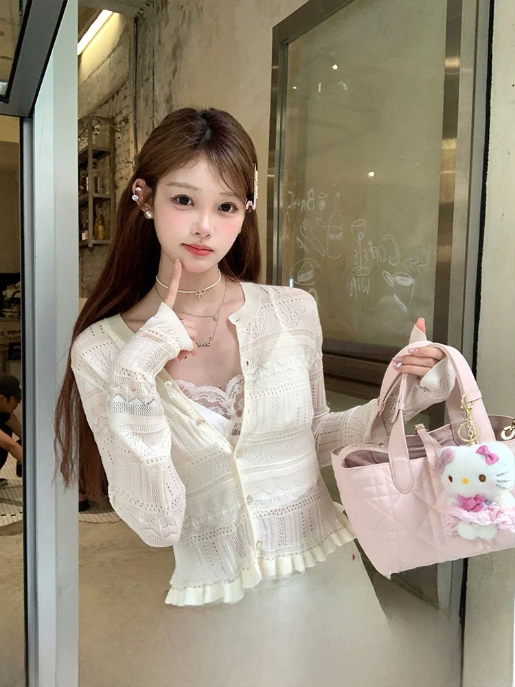Acaine Summer Handwritten Color Long Sve Hollow Knitted Open Cardigan Women's Ele Top Sweet Sle Straight Tube
Acaine Summer Handwritten Color Long Sve Hollow Knitted Open Cardigan Women's Ele Top Sweet Sle Straight Tube