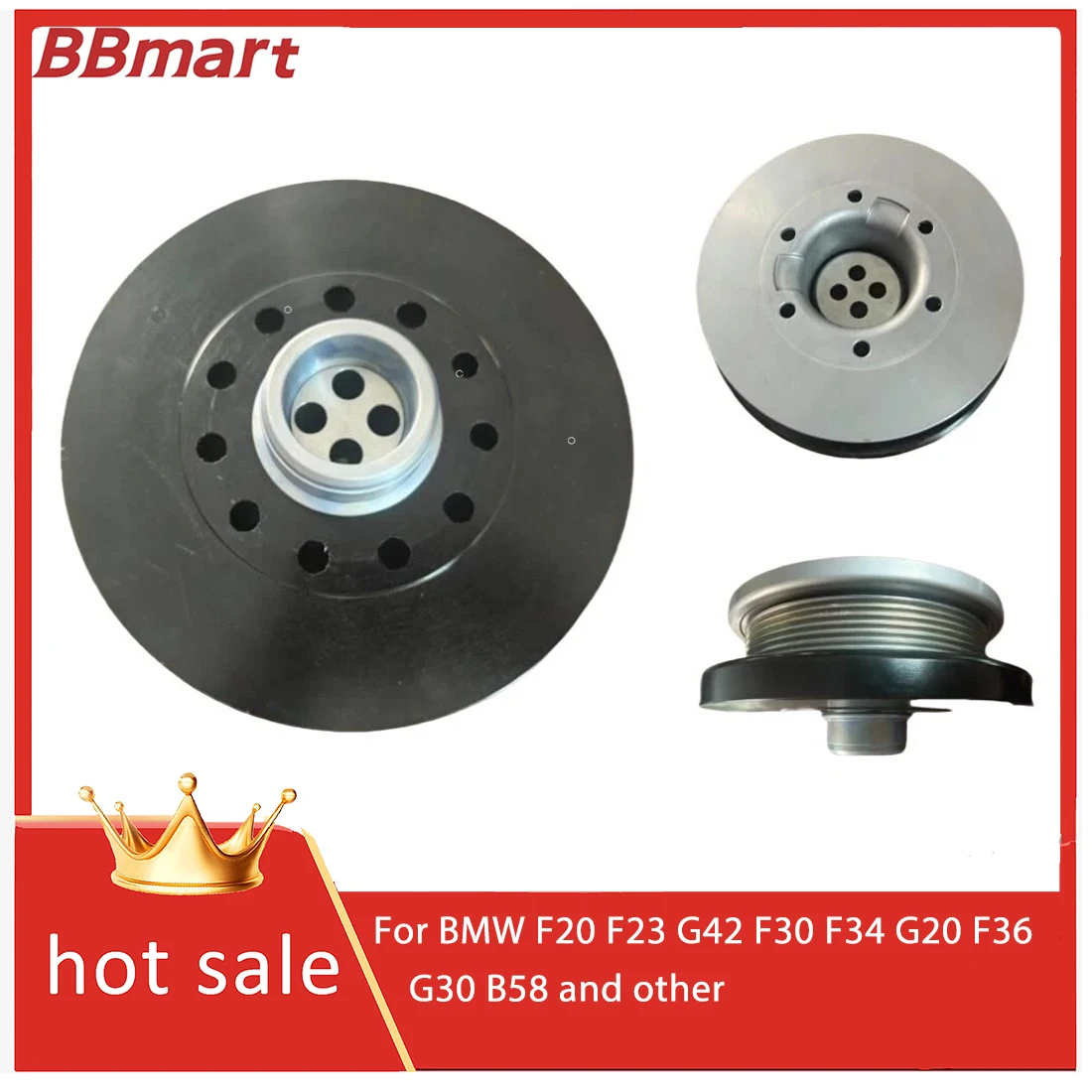 11238650741 Crankshaft pulley, crankshaft belt pulley for BMW F20 F23 G42 F30 F34 G20 F36 G30 B58 and other. BBmart
11238650741 Crankshaft pulley, crankshaft belt pulley for BMW F20 F23 G42 F30 F34 G20 F36 G30 B58 and other. BBmart