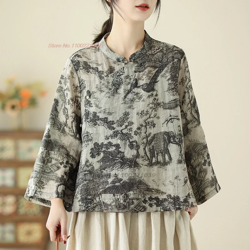 2024 chinese vintage hanfu tops blouse women national flower print improved qipao tops traditional cotton linen ethnic blouse
2024 chinese vintage hanfu tops blouse women national flower print improved qipao tops traditional cotton linen ethnic blouse