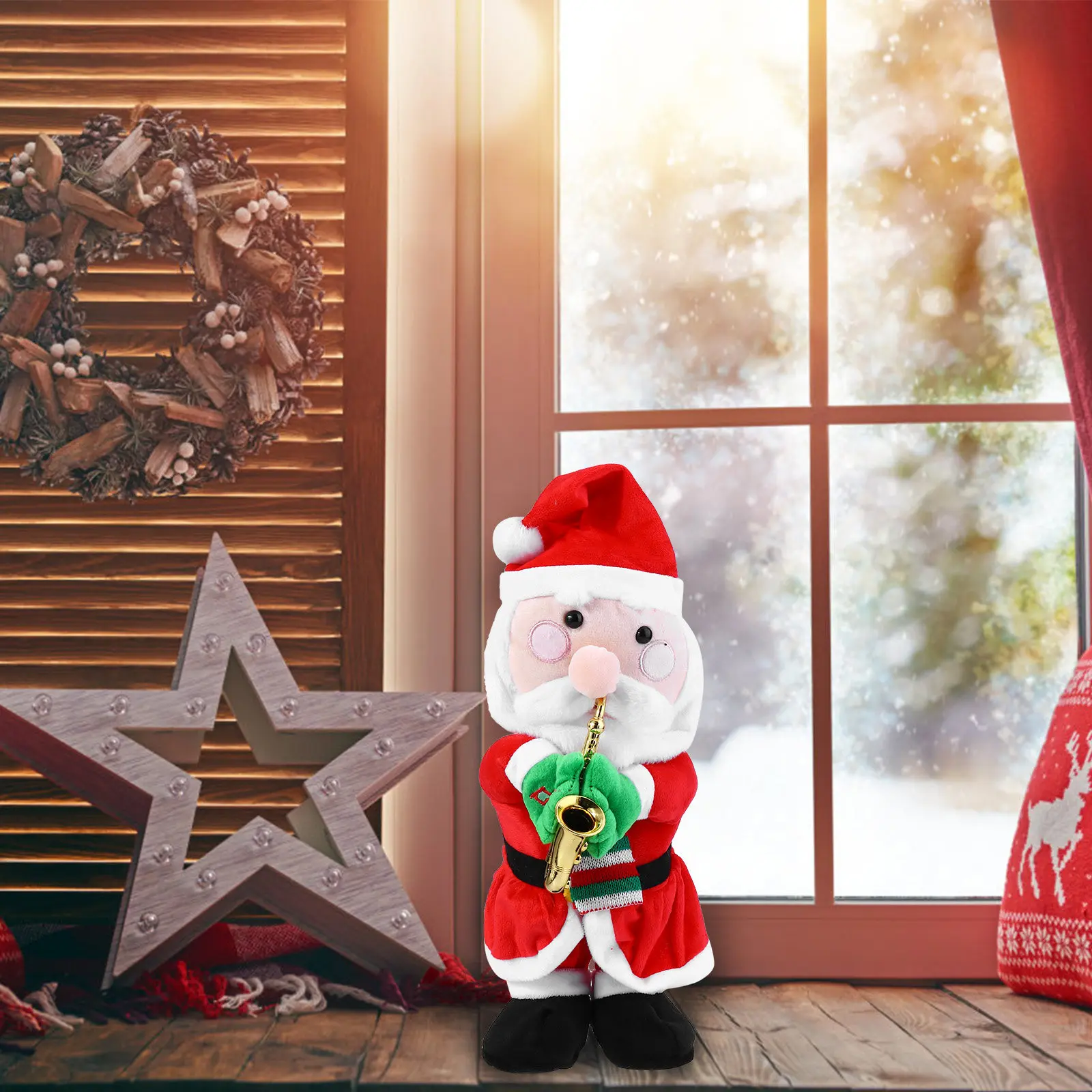 1Pcs Electric Saxophone Santa Claus Singing Swinging Christmas Decoration Holiday Desktop Ornament Music Plaything Atmosphere
1Pcs Electric Saxophone Santa Claus Singing Swinging Christmas Decoration Holiday Desktop Ornament Music Plaything Atmosphere