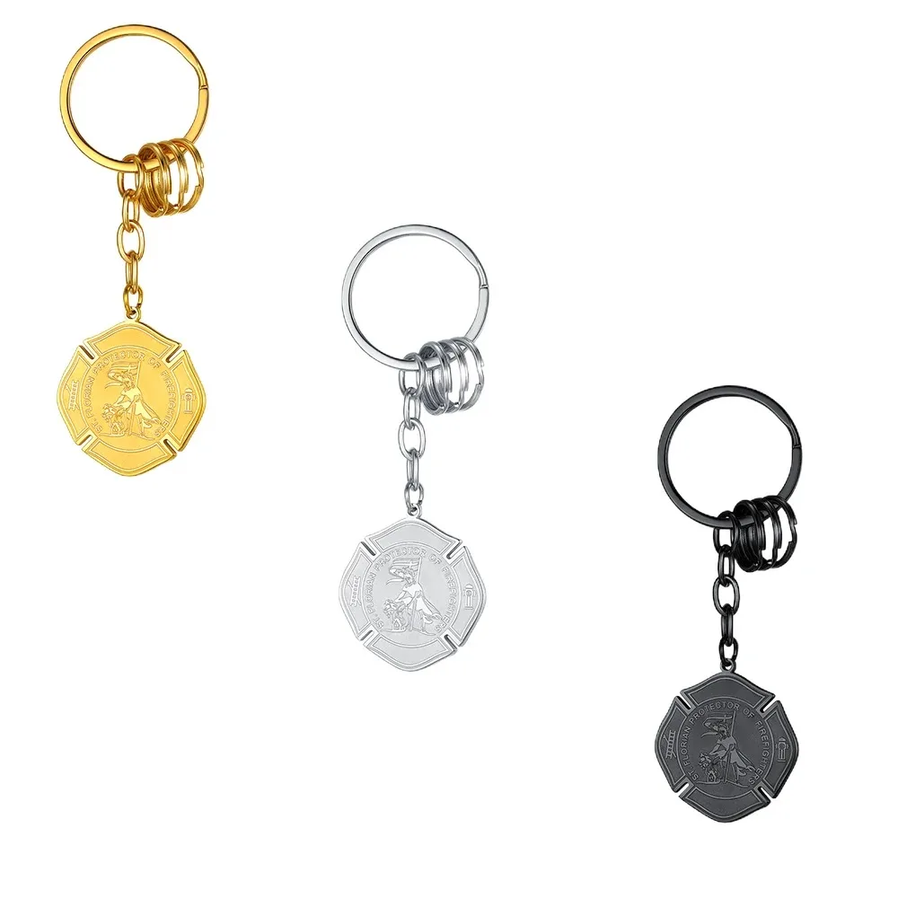 Saint Michael/Florian Keychain, Stainless Steel/Gold Plated St Florian Fireman Shield Medal
Saint Michael/Florian Keychain, Stainless Steel/Gold Plated St Florian Fireman Shield Medal