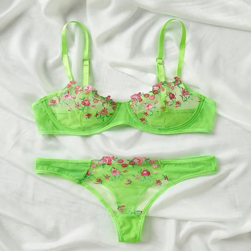 Ultra thin bra and panty floral embroidery underwear bra set sexy semi see-through lingerie set bra gathered large size bralette
Ultra thin bra and panty floral embroidery underwear bra set sexy semi see-through lingerie set bra gathered large size bralette