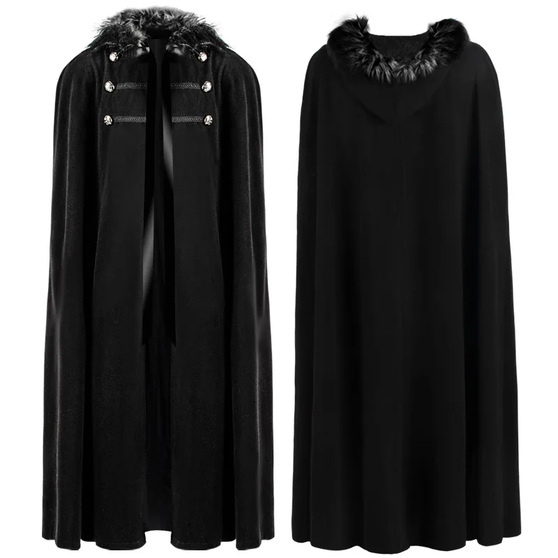 2024 Men Medieval Vintage Solid Color Cloak Viking Hooded Fur Collar Coats Capes Bucket Coats Halloween High Quality Costume
2024 Men Medieval Vintage Solid Color Cloak Viking Hooded Fur Collar Coats Capes Bucket Coats Halloween High Quality Costume