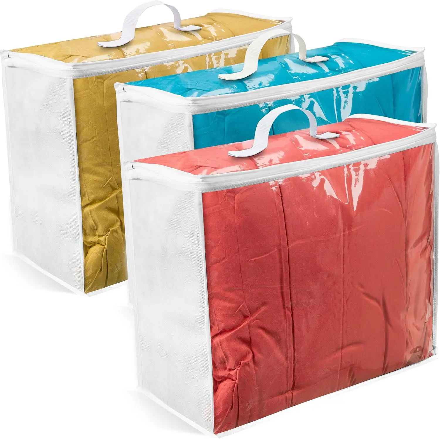 3 Pack Clear Plastic Storage Bags for Comforters, Blankets, Clothes - Durable Zippered, Breathable Nonwoven with Clear Front
3 Pack Clear Plastic Storage Bags for Comforters, Blankets, Clothes - Durable Zippered, Breathable Nonwoven with Clear Front