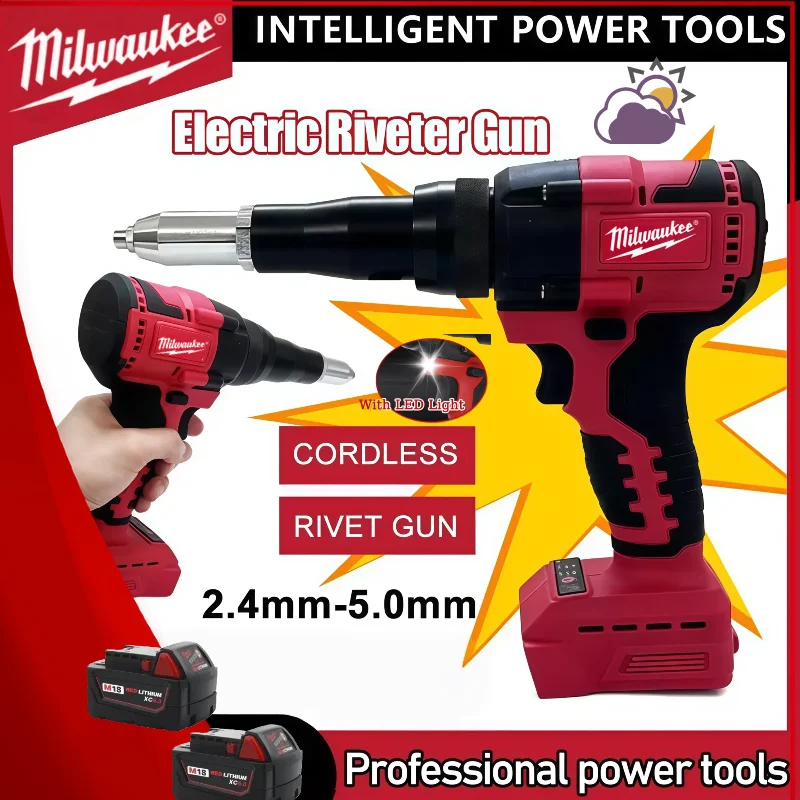 New Milwaukee 4.8MM Cordless Electric Riveter Gun Brushless Rivet Riveting Tool With LED Light For 18V Battery
New Milwaukee 4.8MM Cordless Electric Riveter Gun Brushless Rivet Riveting Tool With LED Light For 18V Battery