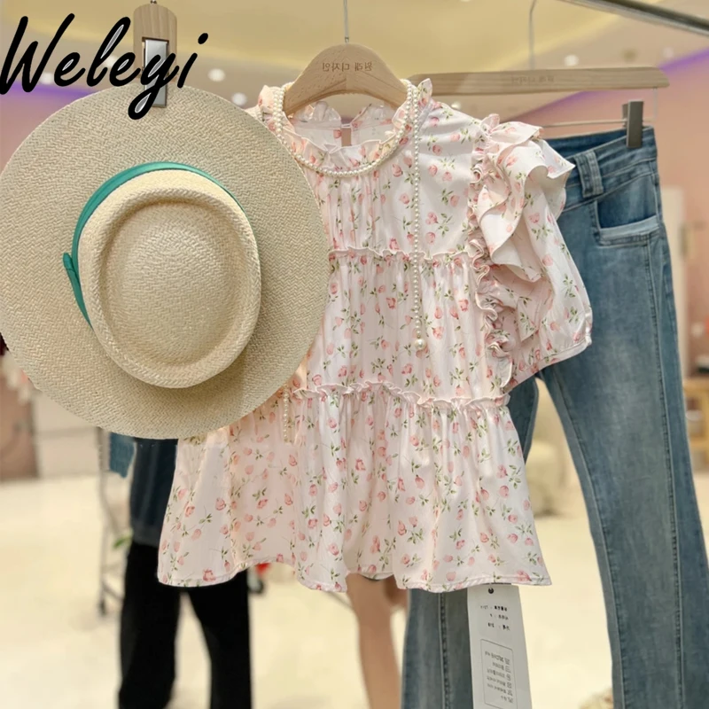 Sweet Shirt Women Clothes Korean Style 2024 Spring Summer Cute Flying Sleeve Wooden Ear Pink Printed Elegant Fashion Top Shirts
Sweet Shirt Women Clothes Korean Style 2024 Spring Summer Cute Flying Sleeve Wooden Ear Pink Printed Elegant Fashion Top Shirts