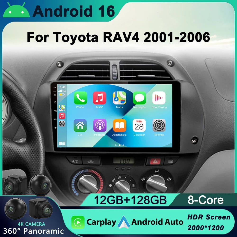 12G+128G Android 16 2DIN Car Radio Multimedia Video Player Navigation GPS for Toyota RAV4 2001 2002 2003 2004 2005 2006 
12G+128G Android 16 2DIN Car Radio Multimedia Video Player Navigation GPS for Toyota RAV4 2001 2002 2003 2004 2005 2006