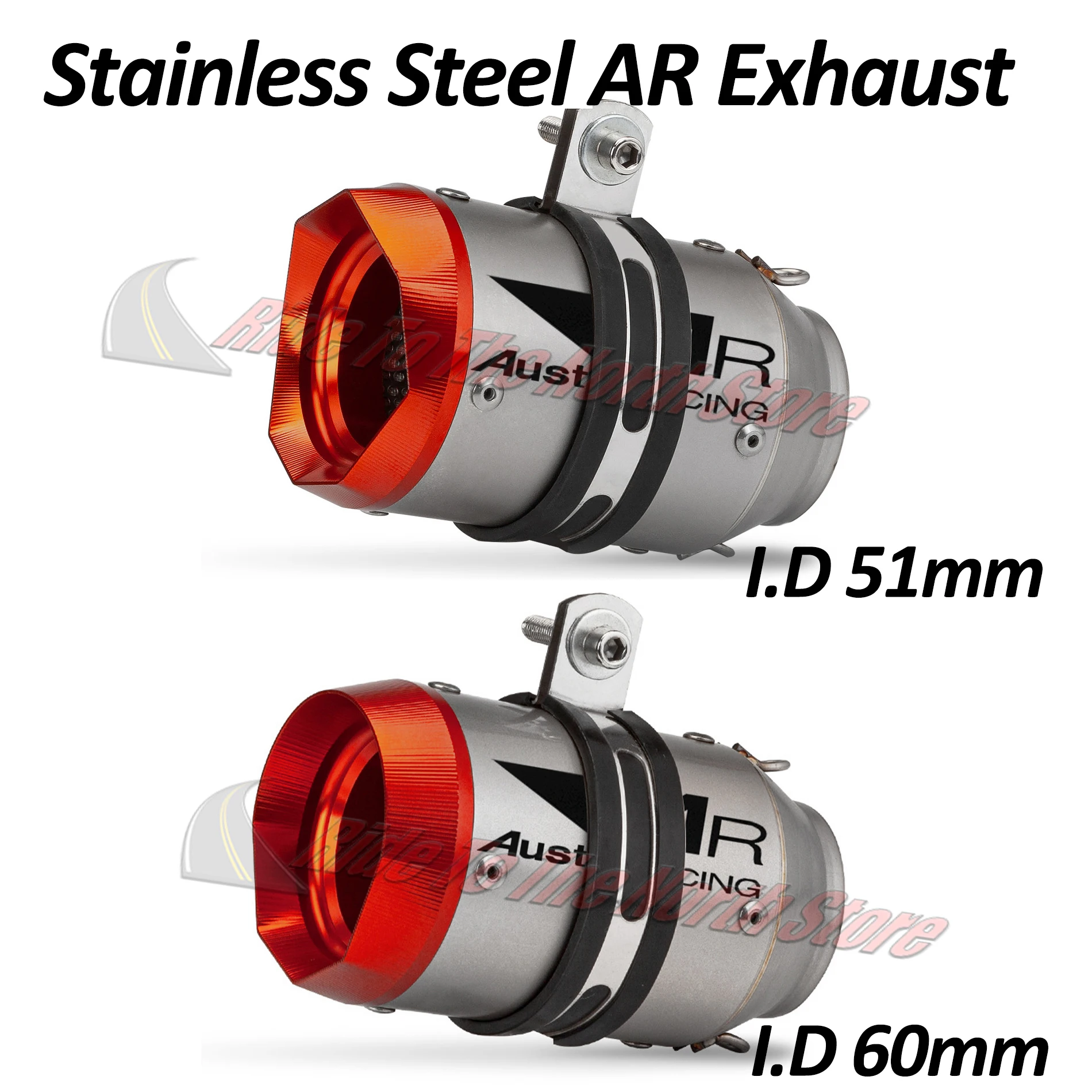 51mm 60mm Stainless Austinracing AR Exhaust Muffler Escape for GP1R Moto Racing Exhaust Tail Pipe Performance upgrade Modified
51mm 60mm Stainless Austinracing AR Exhaust Muffler Escape for GP1R Moto Racing Exhaust Tail Pipe Performance upgrade Modified