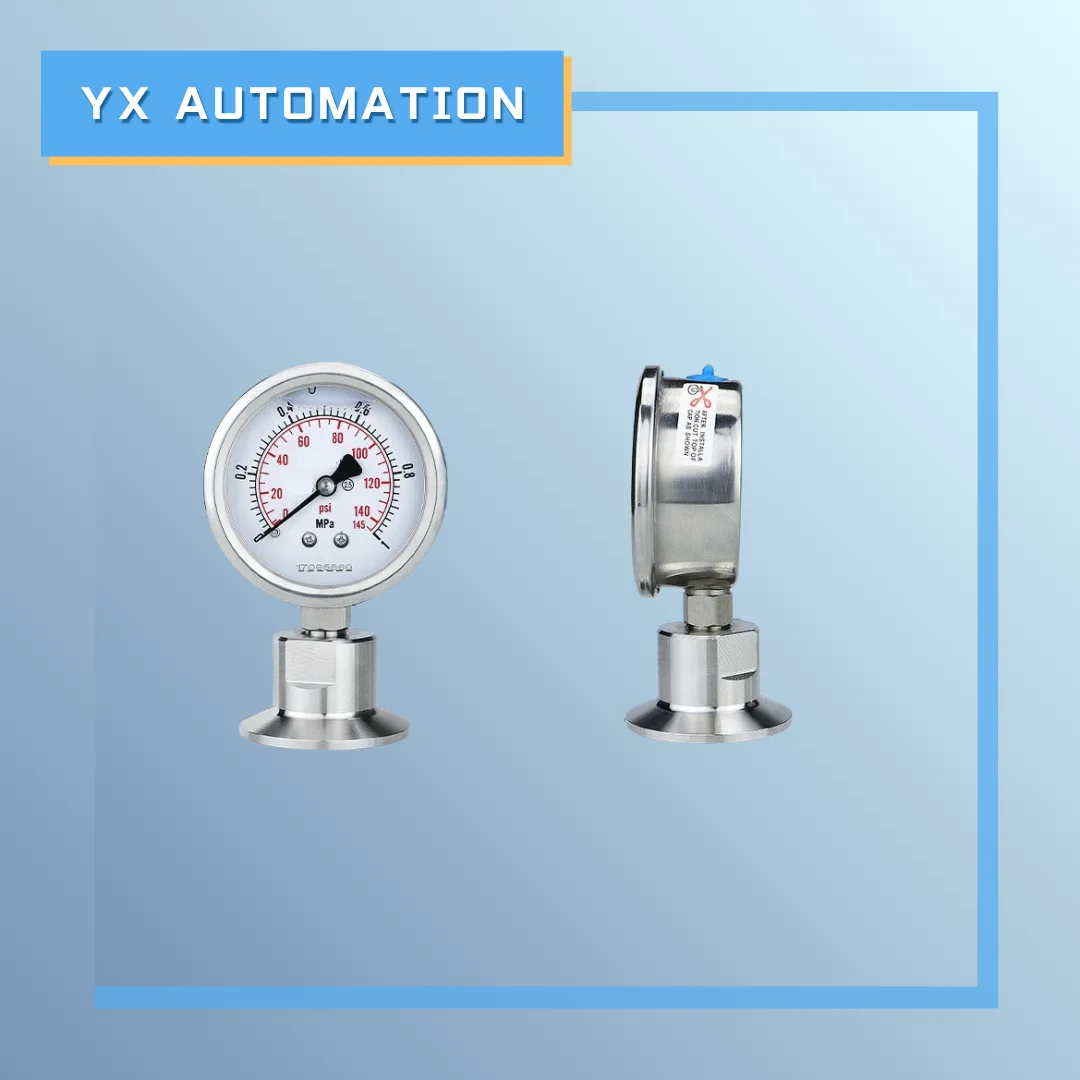 Sanitary Tri Clamp Pressure Gauge, 1.5" (50.5mm) & 2" (64mm) Clamp Size, SS304 Body SS316 Diaphragm, MPa/psi Dual Scale for Hygi
Sanitary Tri Clamp Pressure Gauge, 1.5" (50.5mm) & 2" (64mm) Clamp Size, SS304 Body SS316 Diaphragm, MPa/psi Dual Scale for Hygi