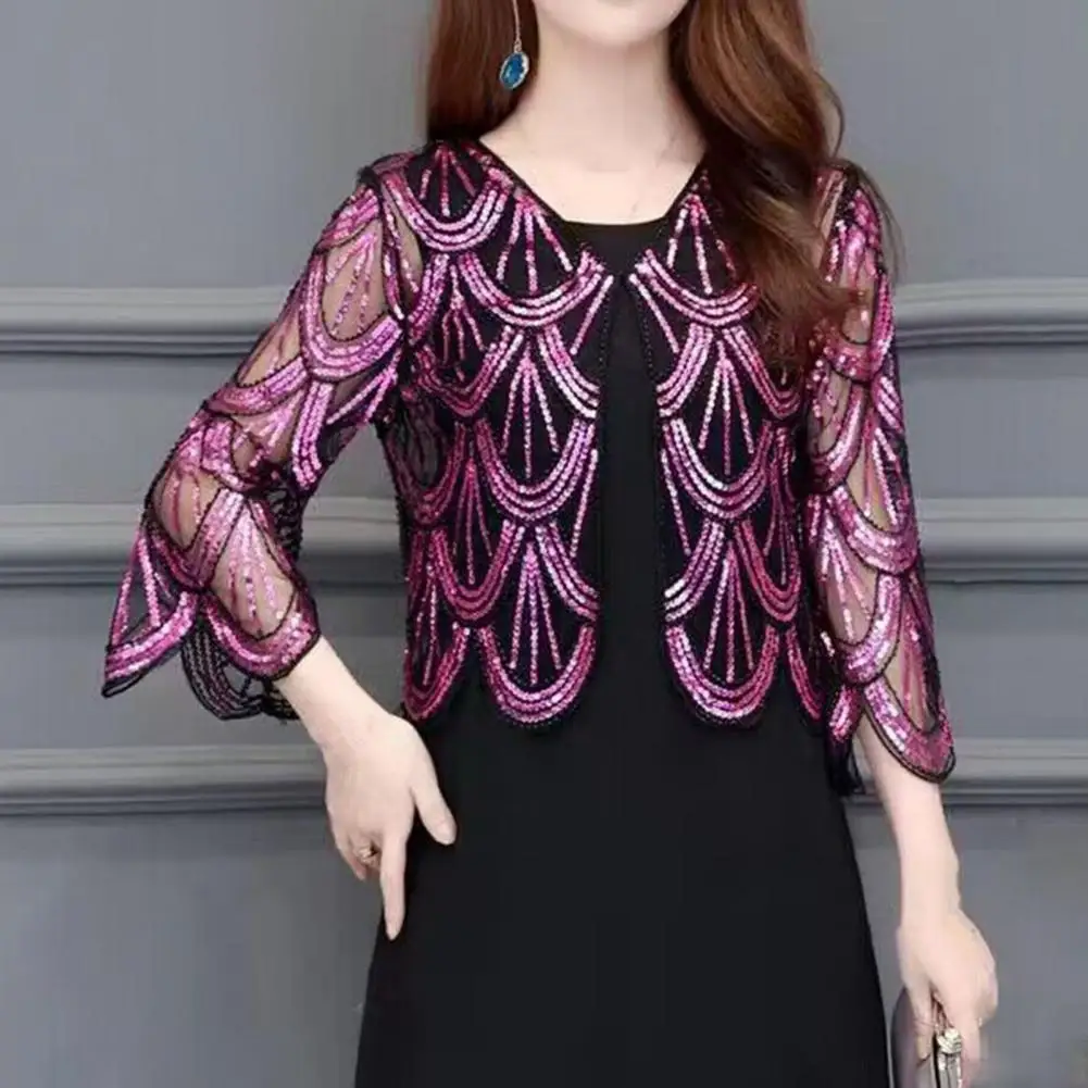 Women Cardigan See-through Mesh Half Sleeves Short Sequin Coat Thin V Neck Prom Formal Occasion Party Summer Outerwear Coat
Women Cardigan See-through Mesh Half Sleeves Short Sequin Coat Thin V Neck Prom Formal Occasion Party Summer Outerwear Coat
