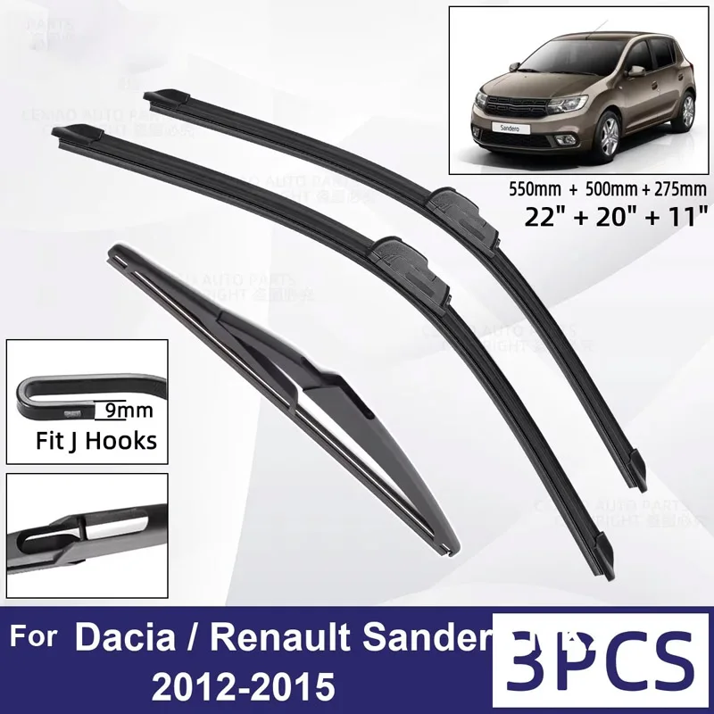 For Dacia / Renault Sandero MK2 2012-2015 Car Front Rear Wiper Blades Soft Rubber Windscreen Wipers Auto Windshield 22"+20"+11"
For Dacia / Renault Sandero MK2 2012-2015 Car Front Rear Wiper Blades Soft Rubber Windscreen Wipers Auto Windshield 22"+20"+11"