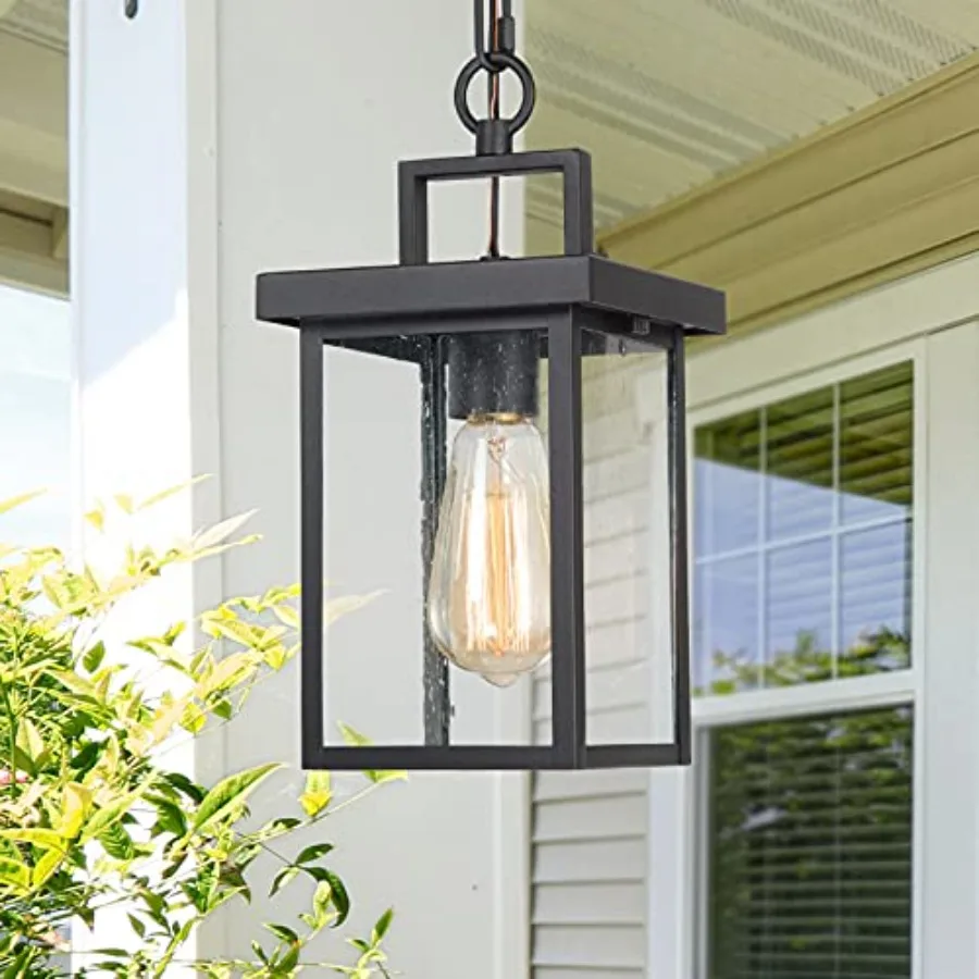 Outdoor Pendant Light Fixture, Exterior Hanging Lantern, 1-Light Outdoor Chandelier Lamp in Black Finish with Seeded Glass, Out
Outdoor Pendant Light Fixture, Exterior Hanging Lantern, 1-Light Outdoor Chandelier Lamp in Black Finish with Seeded Glass, Out