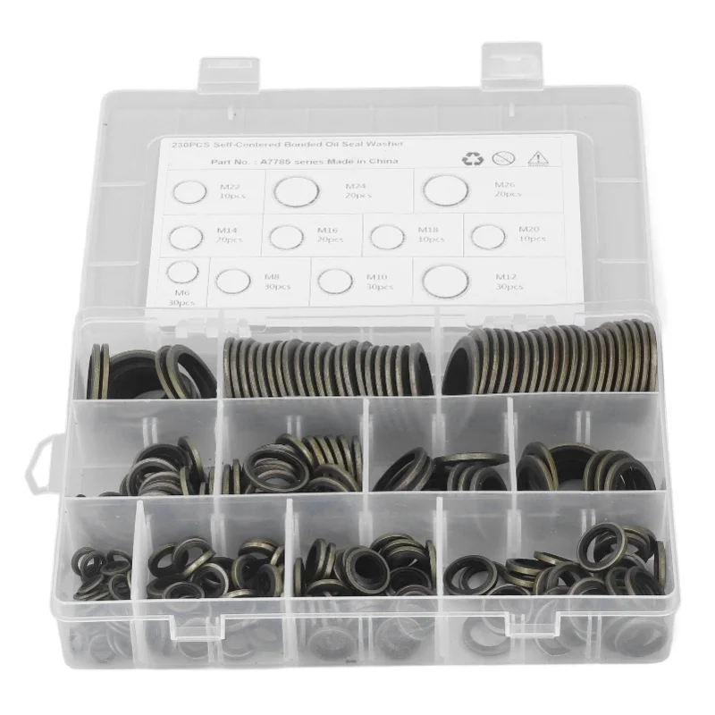 230 Pcs Oil Seal Washer Assortment Kit M6 To M26 Self Centered Metal Rubber Oil Drain Plug Gasket
230 Pcs Oil Seal Washer Assortment Kit M6 To M26 Self Centered Metal Rubber Oil Drain Plug Gasket