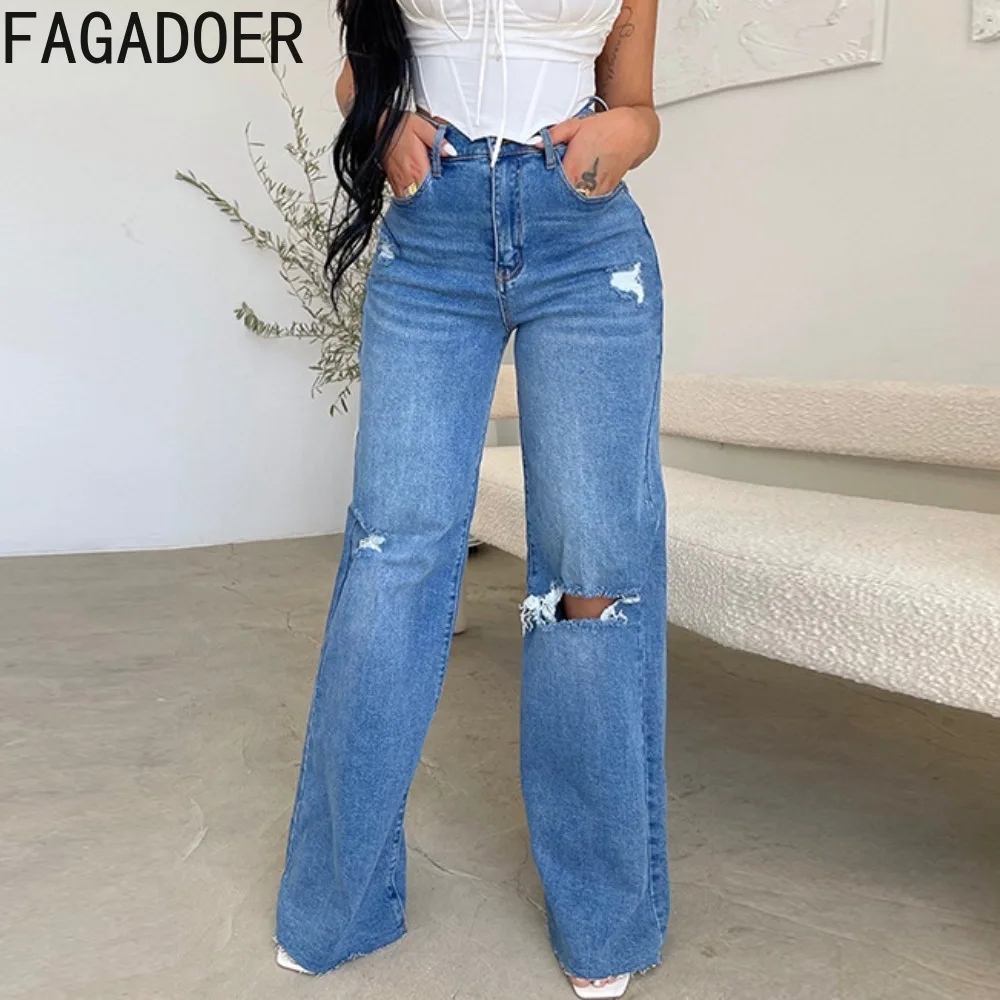 Синие повседневные Прямые джинсовые брюки с дырками FAGADOER, женские джинсовые брюки с высокой талией и пуговицами, модные женские ковбойские брюки, 2023
Синие повседневные Прямые джинсовые брюки с дырками FAGADOER, женские джинсовые брюки с высокой талией и пуговицами, модные женские ковбойские брюки, 2023