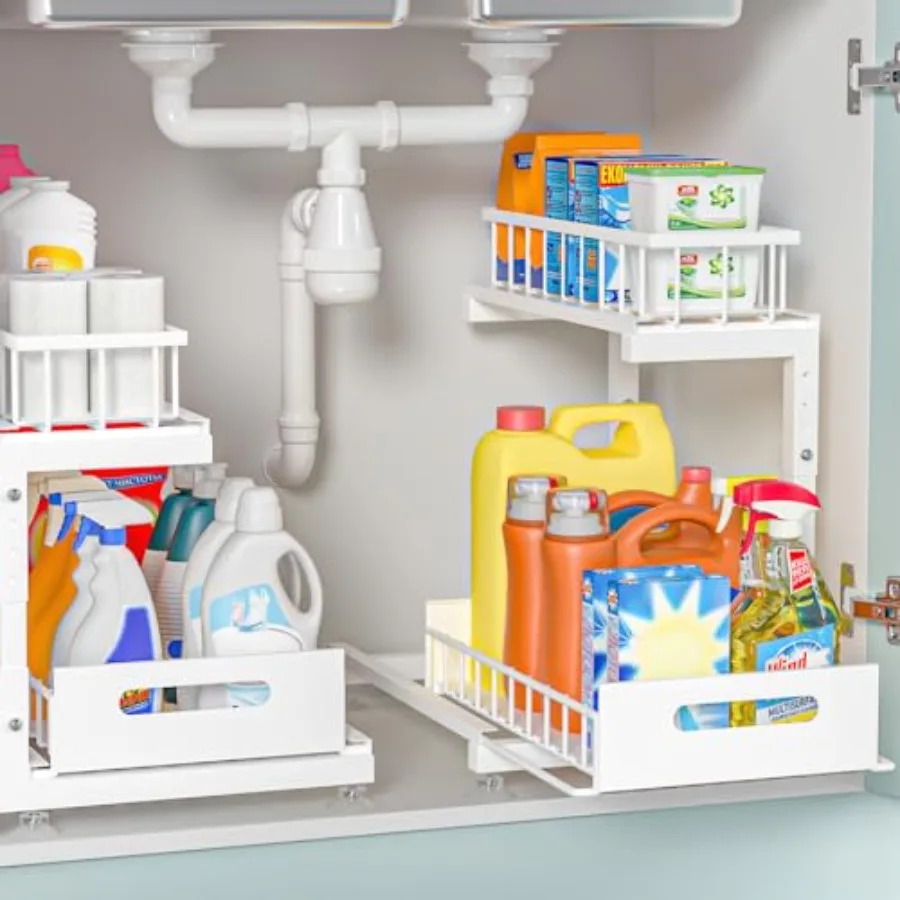Under Sink Organizer, 2-Tier Premium Metal Pull-Out Racks with Adjustable Height, Heavy Duty Sliding Bin for Bathroom and Kitch
Under Sink Organizer, 2-Tier Premium Metal Pull-Out Racks with Adjustable Height, Heavy Duty Sliding Bin for Bathroom and Kitch