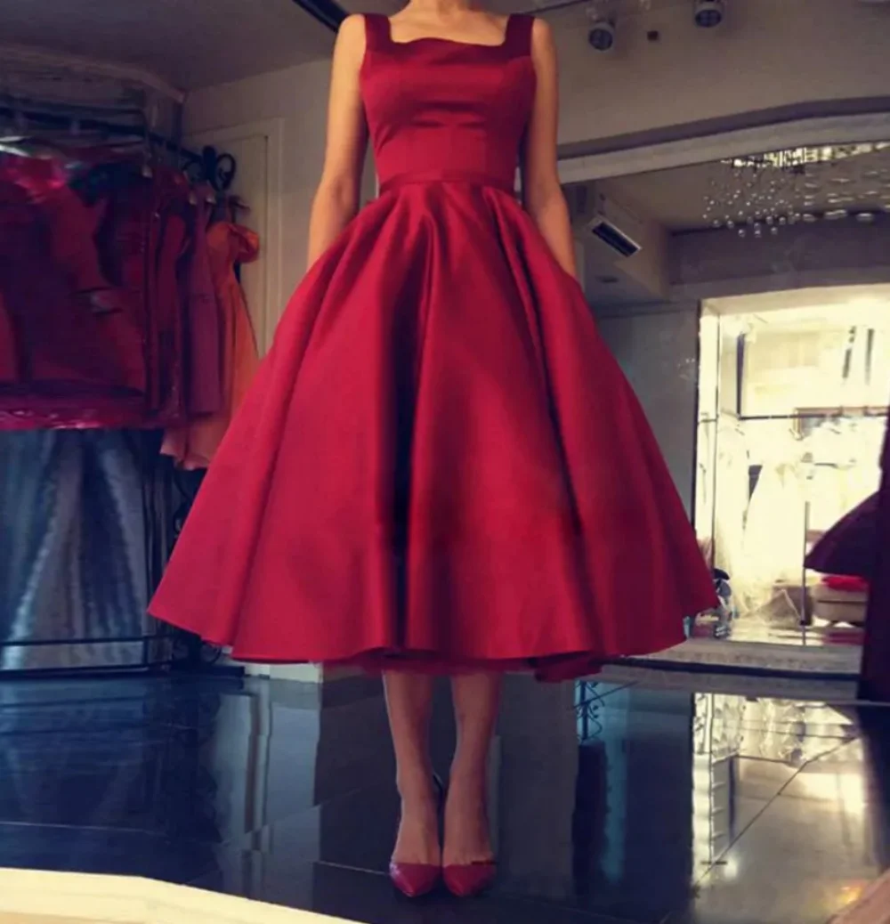 2024 Girl Graduation Dress Square Neck Sleeveless Red Prom ress A-Line Satin Evening Dress Custom Tea-Length Wedding Party Dress
2024 Girl Graduation Dress Square Neck Sleeveless Red Prom ress A-Line Satin Evening Dress Custom Tea-Length Wedding Party Dress