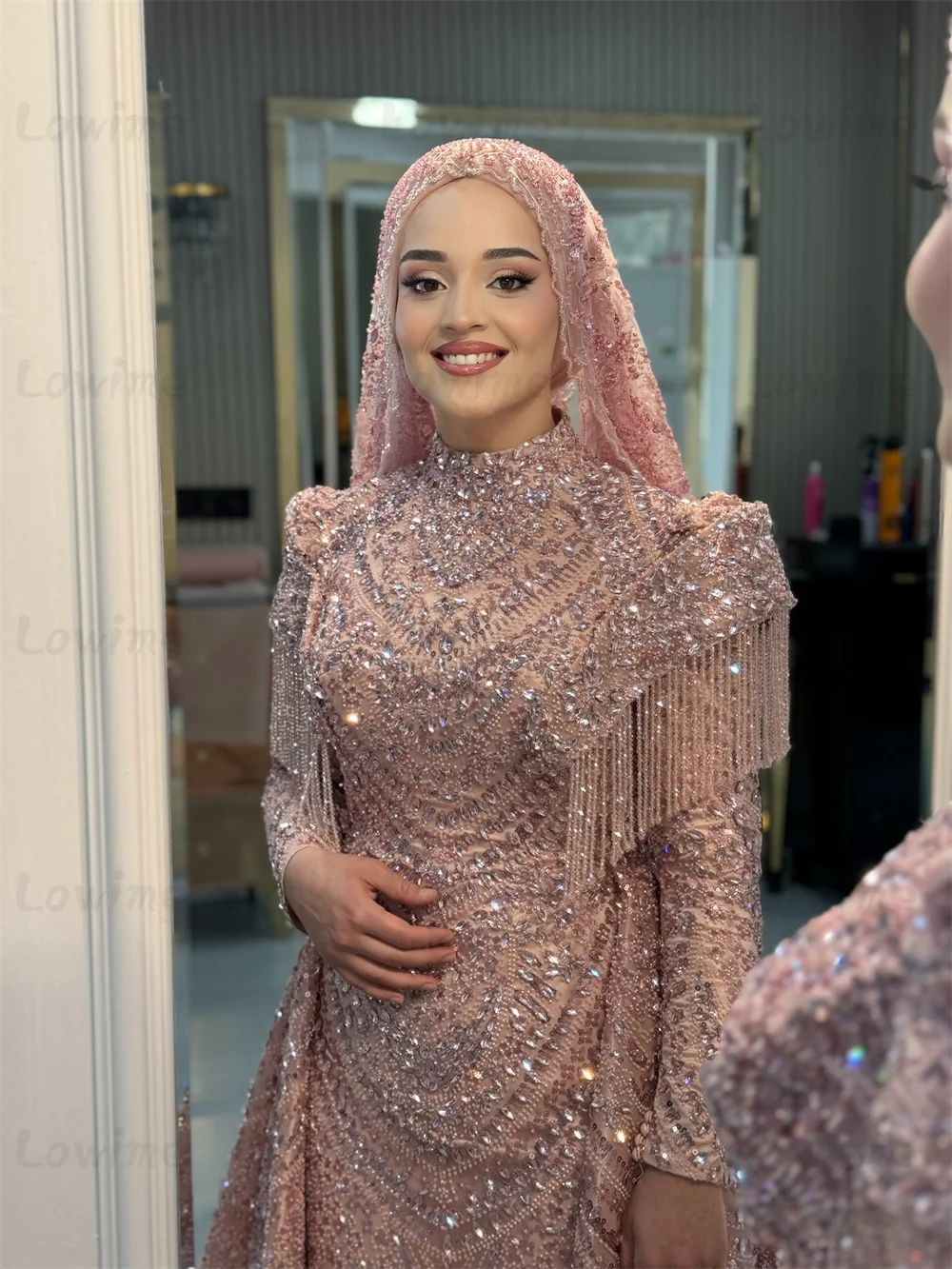 Blush Pink Tassels Beading Evening Dresses Muslim Long Sleeves Mermaid Party Gowns For Weddings Customized Muslim Prom Dresses
Blush Pink Tassels Beading Evening Dresses Muslim Long Sleeves Mermaid Party Gowns For Weddings Customized Muslim Prom Dresses