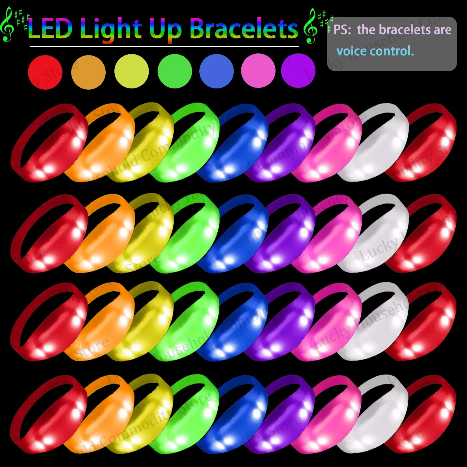 Music & Sound Activated LED Light Up Bracelets Colorful Bracelet Glow Bracelets Concert Bracelets for Kids Adults Party Supplies
Music & Sound Activated LED Light Up Bracelets Colorful Bracelet Glow Bracelets Concert Bracelets for Kids Adults Party Supplies