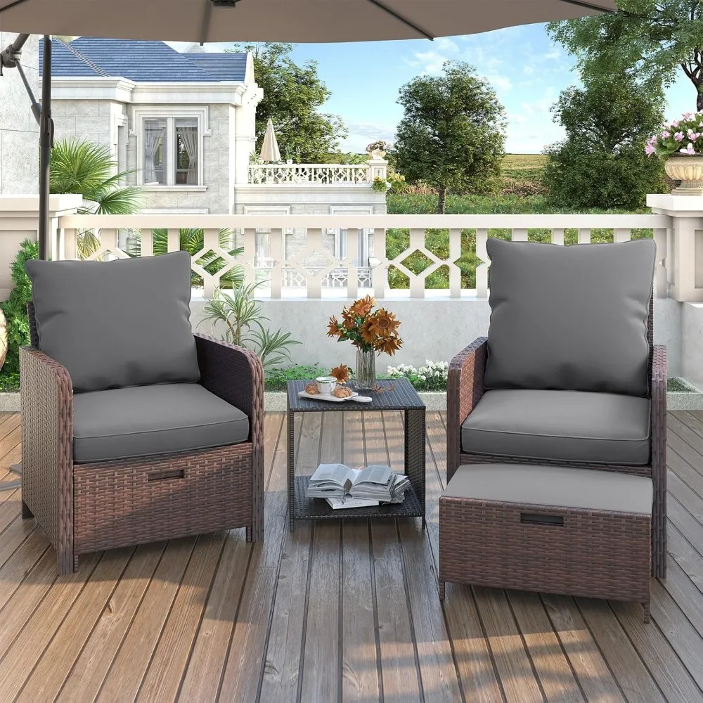 Balcony Furniture Patio Chairs with Ottoman, 5 Piece Wicker Patio Furniture Set with Footrest for Front Porch Small Space
Balcony Furniture Patio Chairs with Ottoman, 5 Piece Wicker Patio Furniture Set with Footrest for Front Porch Small Space