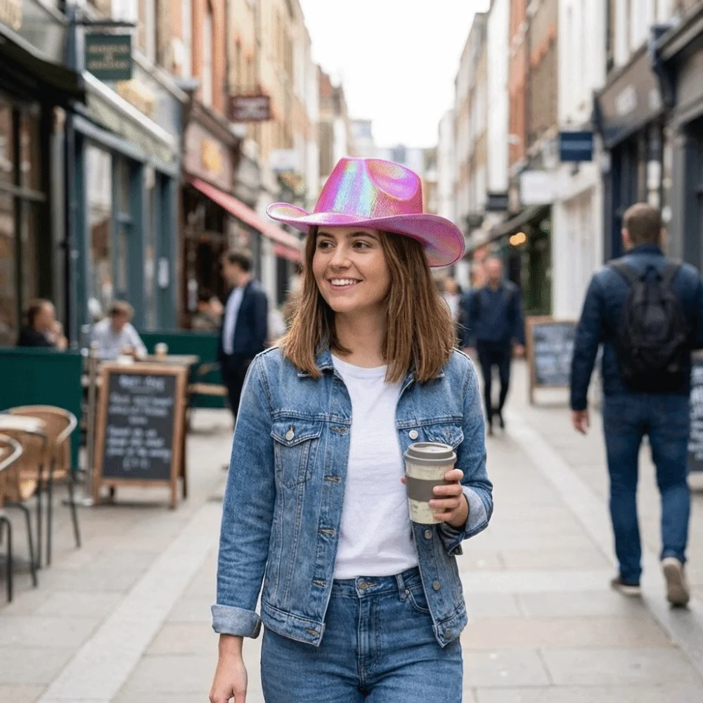 Glamorous Neon Western Hat Glitter Finish Pearlescent Shine Glitter Cowgirl Hat All-match EVA Western Cowboy Hat Western Theme
Glamorous Neon Western Hat Glitter Finish Pearlescent Shine Glitter Cowgirl Hat All-match EVA Western Cowboy Hat Western Theme