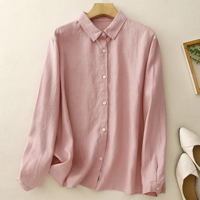 Loose Fit Long Sleeve Cotton Linen Women's Shirt Spring Summer New Style Slimming Fashion Artistic Pure Color Top Button up
Loose Fit Long Sleeve Cotton Linen Women's Shirt Spring Summer New Style Slimming Fashion Artistic Pure Color Top Button up