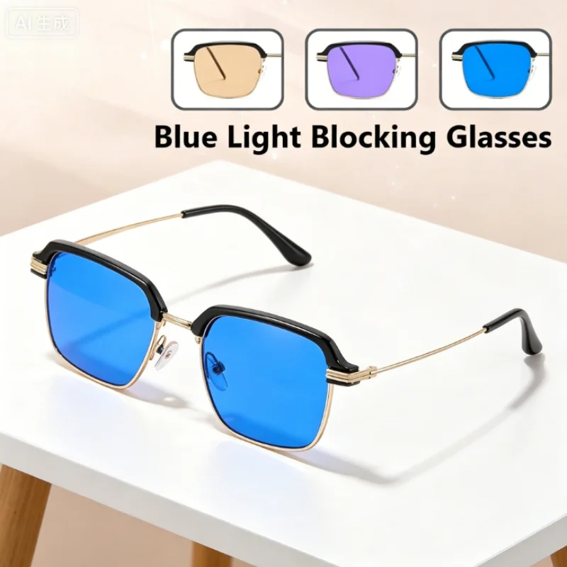 Retro Square Browline Blue Light Blocking Glasses for Men Fashion Metal Frame Multi Color Lens Eyewear for Computer Work Gaming
Retro Square Browline Blue Light Blocking Glasses for Men Fashion Metal Frame Multi Color Lens Eyewear for Computer Work Gaming