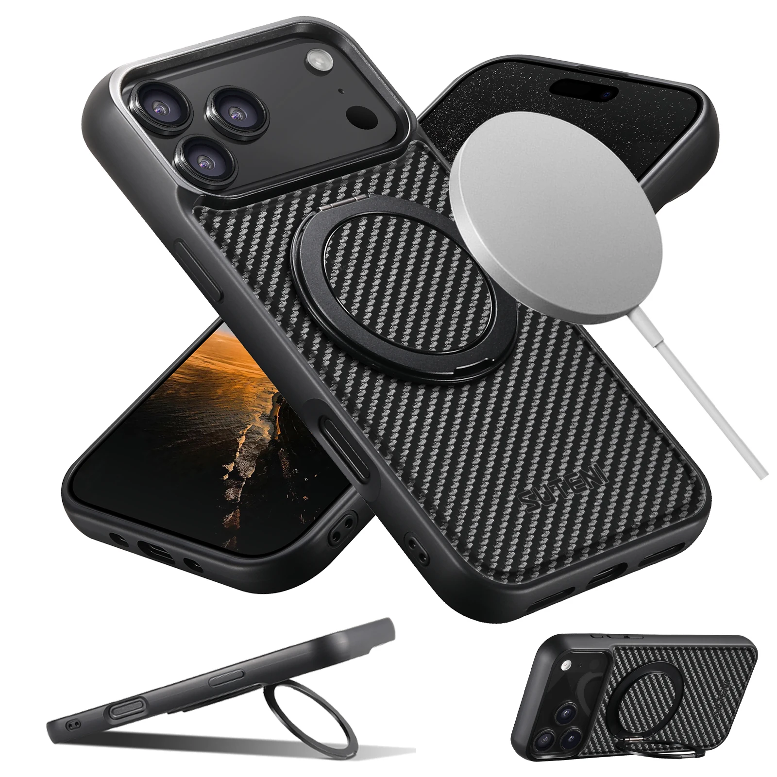 Magnet Wireless Charging Mobile Phone Case 360° Rotating Stand Faux Leather Ring Buckle For iPhone 17 Pro Max 16 Plus 15 14 13
Magnet Wireless Charging Mobile Phone Case 360° Rotating Stand Faux Leather Ring Buckle For iPhone 17 Pro Max 16 Plus 15 14 13