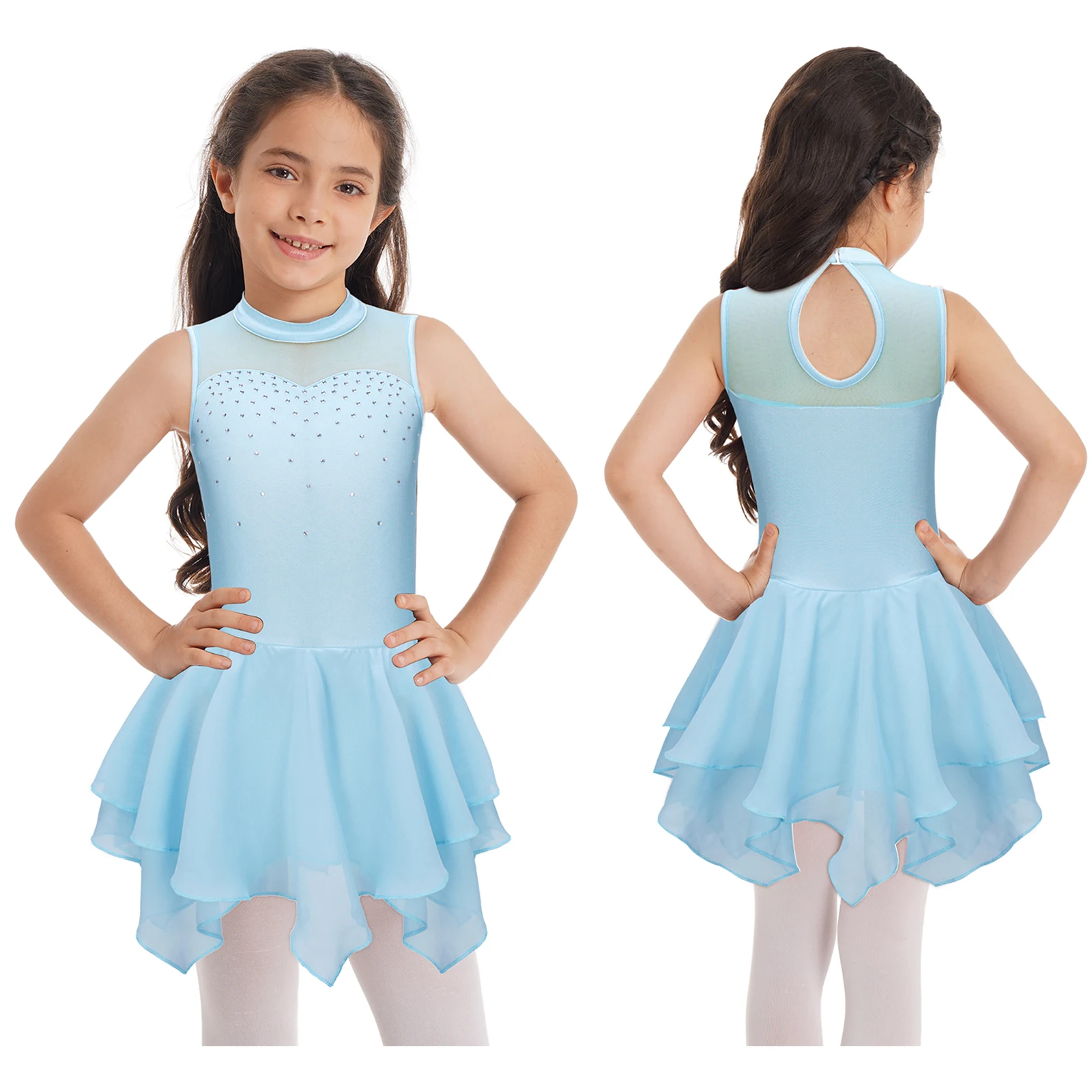 Girls Sleeveless Ballet Dance Dress Performance Dancewear Round Collar Shiny Rhinestone Mesh Patchwork Hollow Back Party Wear
Girls Sleeveless Ballet Dance Dress Performance Dancewear Round Collar Shiny Rhinestone Mesh Patchwork Hollow Back Party Wear