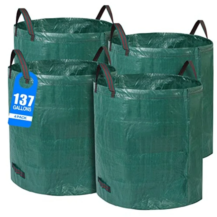 4 Pack 137 Gallons Reusable Yard Waste Bags with Double Bottom Layer Extra Large Leaf Lawn Bags Reusable Heavy Duty With 4 Rein
4 Pack 137 Gallons Reusable Yard Waste Bags with Double Bottom Layer Extra Large Leaf Lawn Bags Reusable Heavy Duty With 4 Rein