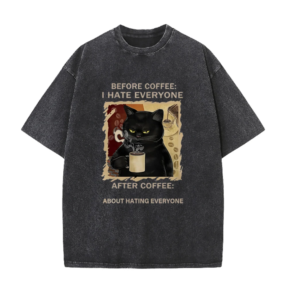 Cats Love To Drink Coffee Print Men Washed T-Shirt Casual Loose T Shirts Summer Cotton Streetwear Soft Breathable Short Sleeve
Cats Love To Drink Coffee Print Men Washed T-Shirt Casual Loose T Shirts Summer Cotton Streetwear Soft Breathable Short Sleeve