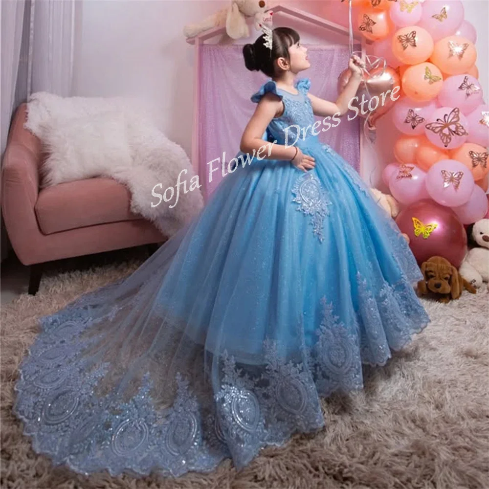 Blue Flower Girl Dress Lace Appliques A-Line Floor Length Birthday Party Dress Girls Elegant First Communion Dress Customized
Blue Flower Girl Dress Lace Appliques A-Line Floor Length Birthday Party Dress Girls Elegant First Communion Dress Customized