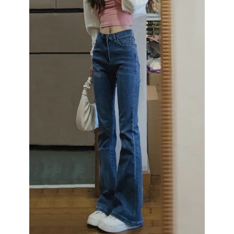 High Waist Slimming Denim Pants Women's Retro plus Size Versatile Slim Leg Long Pants Deep Blue Micro Flared Pants
High Waist Slimming Denim Pants Women's Retro plus Size Versatile Slim Leg Long Pants Deep Blue Micro Flared Pants