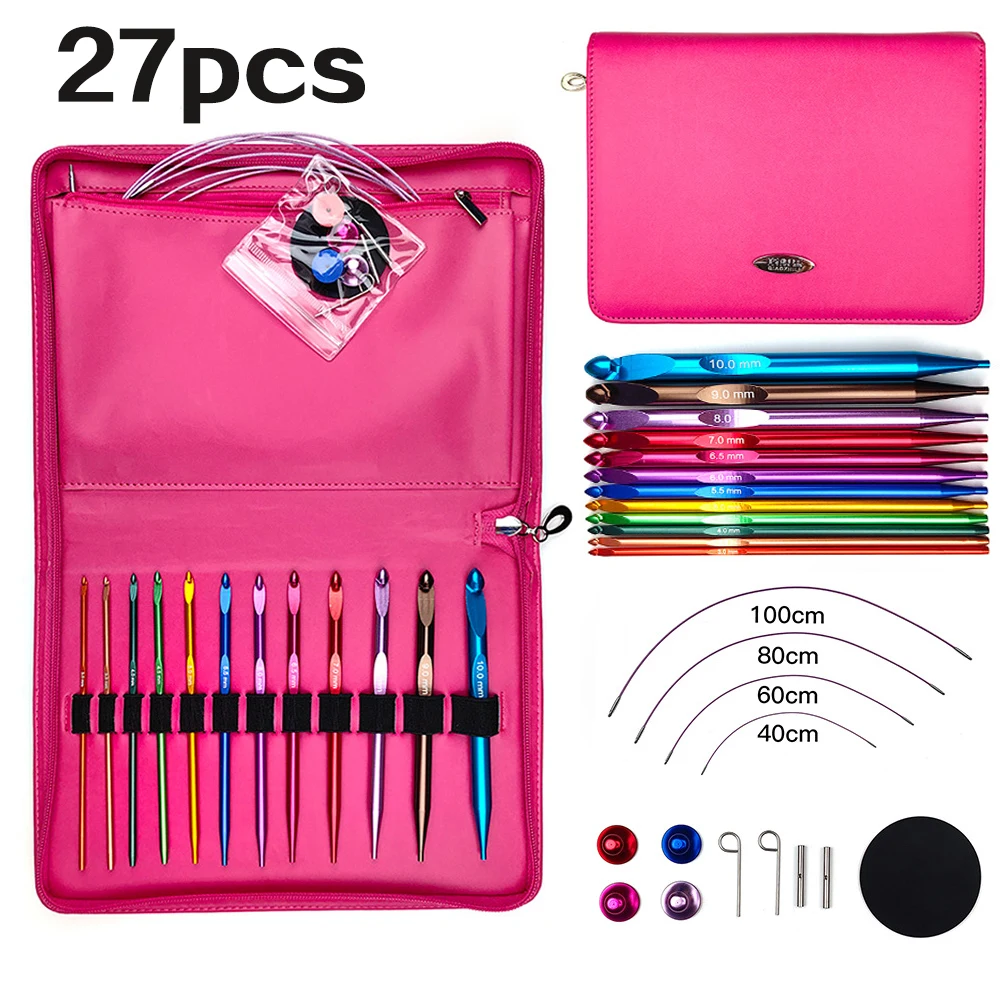 27Pcs Interchangeable Afghan Tunisian Crochet Hooks 15cm Mutilcolor Circular Weaving Needle Carpet Crochet Hook Knitting Set
27Pcs Interchangeable Afghan Tunisian Crochet Hooks 15cm Mutilcolor Circular Weaving Needle Carpet Crochet Hook Knitting Set