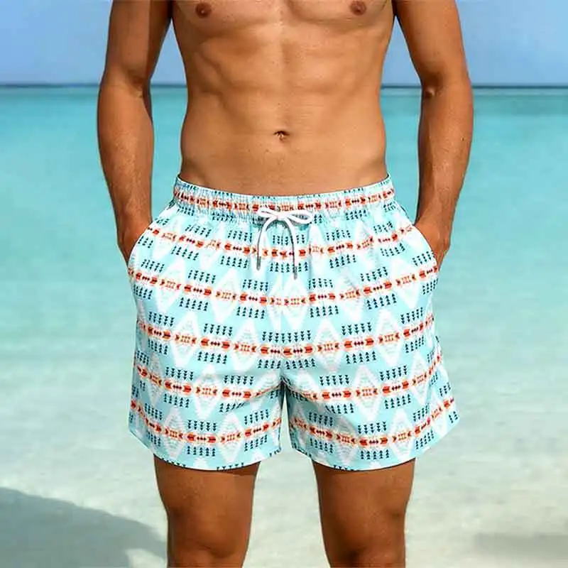 Men's Beach Swim Running Shorts Light Blue Geometric Print Quick Dry Elastic Waist Summer Board Shorts for Swimming
Men's Beach Swim Running Shorts Light Blue Geometric Print Quick Dry Elastic Waist Summer Board Shorts for Swimming