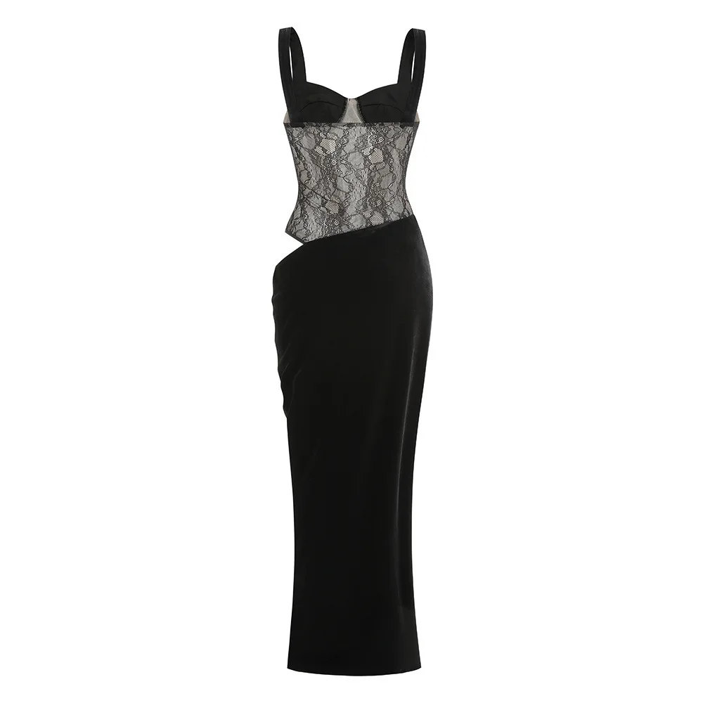 Sexy Black Velvet Lace Patchwork Maxi Dress Elegant Vintage Corset Gown for Wedding Guest Evening Party Club Night Out Outfits
Sexy Black Velvet Lace Patchwork Maxi Dress Elegant Vintage Corset Gown for Wedding Guest Evening Party Club Night Out Outfits