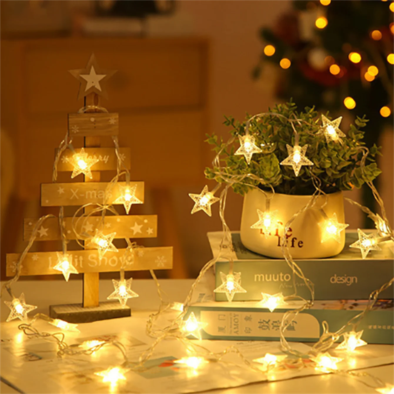 Led Fairy Light Battery Powered Star String Lights Christmas Garland for Wedding Party Camping Home Decoration Ramadan New Year 
Led Fairy Light Battery Powered Star String Lights Christmas Garland for Wedding Party Camping Home Decoration Ramadan New Year