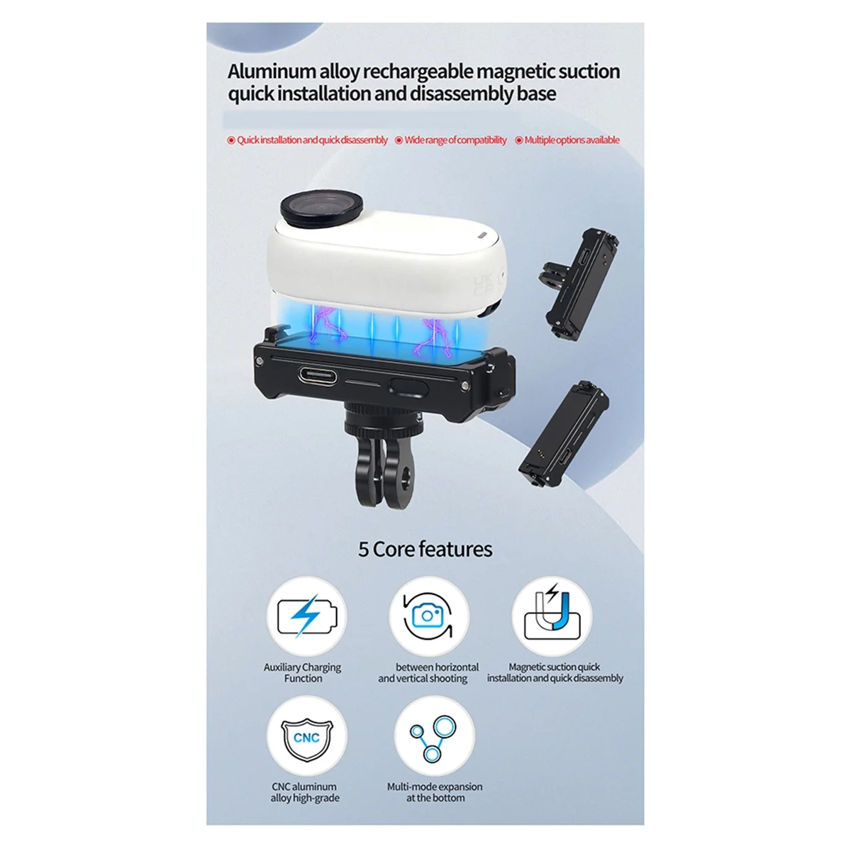 A56XQ Magnetic Mount Quick Release Tripod Adapter with USB Charging for Insta360 GO 3 3S Thumb Camera Bracket Magnet Base
A56XQ Magnetic Mount Quick Release Tripod Adapter with USB Charging for Insta360 GO 3 3S Thumb Camera Bracket Magnet Base